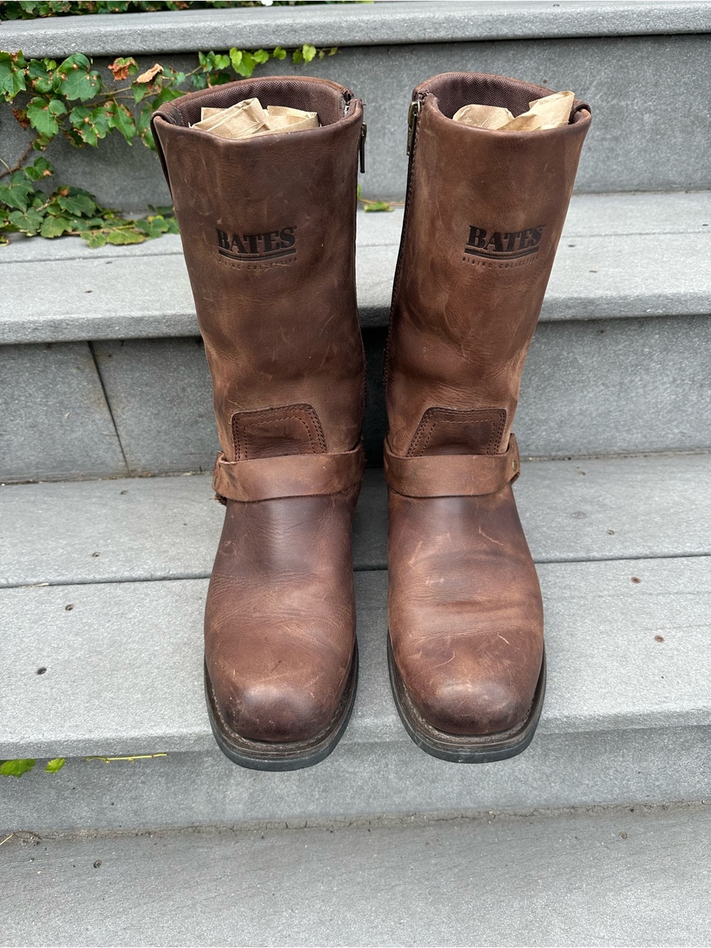 Bates Brown Leather Men's Motorcycle Harness  Boots
